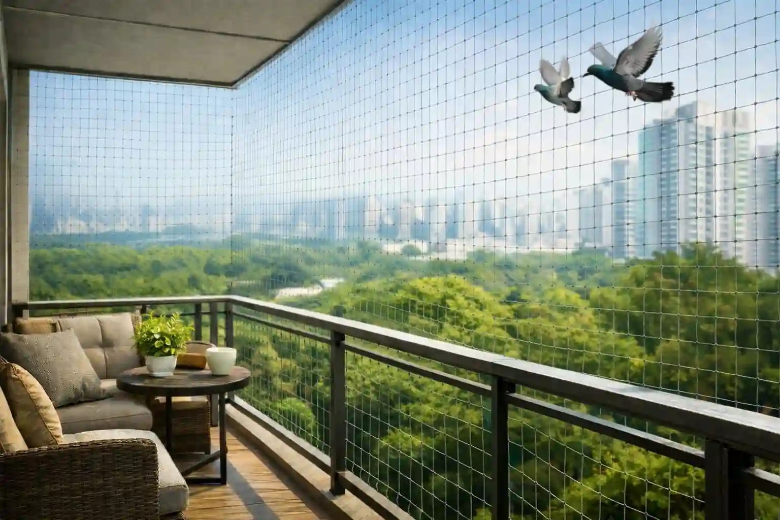 Balcony safety net with open view